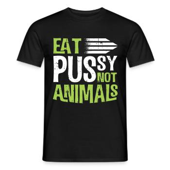 Vegatarisch Iss Pussy und kein Fleisch Lustiges - Männer T-Shirt - Schwarz - Vorne - AI Model Male 178 light (178cm)