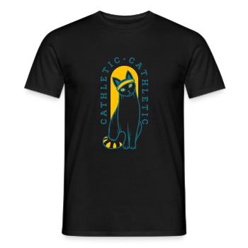 Gymnastics Ninja Cat Sporty Kathleth Funny - Men's T-Shirt - black - Front - AI Model Male 178 light (178cm)