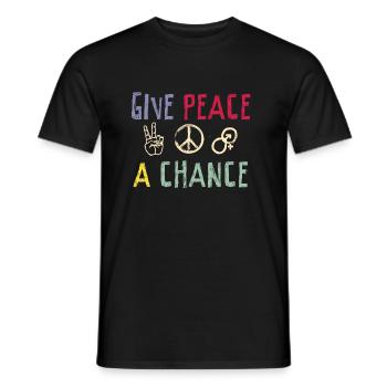 Hippie Gib Frieden eine Chance Spruch Cooles - Männer T-Shirt - Schwarz - Vorne - AI Model Male 178 light (178cm)