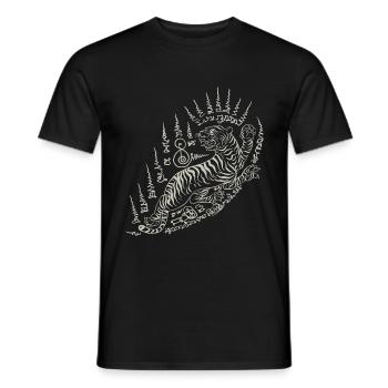 Sak Yant Thai Tattoo Tiger AnimalIsh Cool - Men's T-Shirt - black - Front - AI Model Male 178 light (178cm)