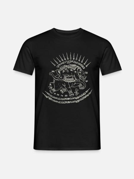 Sak Yant Thai Tattoo 3 têtes cadeau d’éléphant - T-shirt homme - noir
