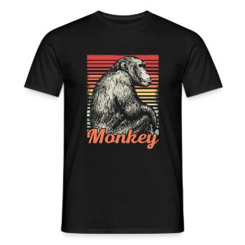 Affe Tier Niedlich Safari Retro Cooles Geschenk - Männer T-Shirt - Schwarz - Vorne - AI Model Male 178 light (178cm)