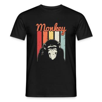 Affe Zoo Dschungel Tier Retro Vintage Geschenk - Männer T-Shirt - Schwarz - Vorne - AI Model Male 178 light (178cm)