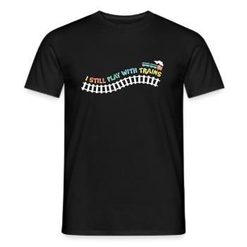 I still play with trains - Men's T-Shirt - black - Front - AI Model Male 178 light (178cm)