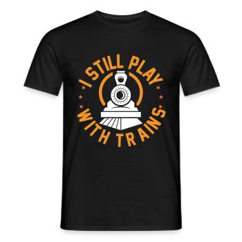 Les amateurs de trains jouent avec le chemin de fer - T-shirt homme - noir - Devant - AI Model Male 178 light (178cm)