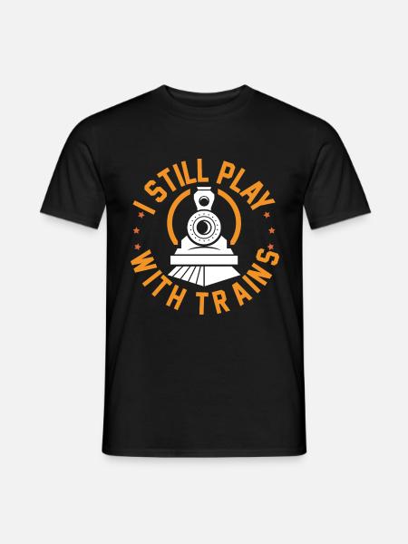 Train lover plays with railway - Men's T-Shirt - black