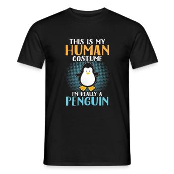 Pingouin en costume humain - T-shirt homme - noir - Devant - AI Model Male 178 light (178cm)