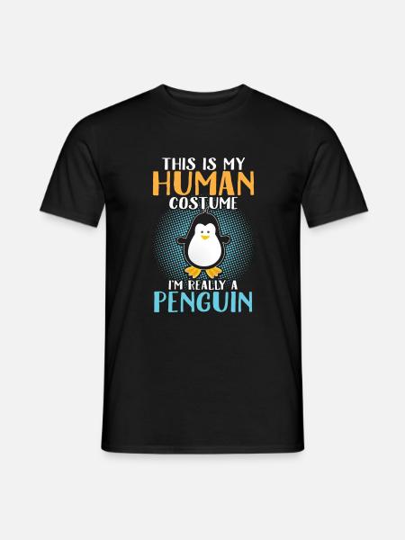 Penguin in human costume - Men's T-Shirt - black