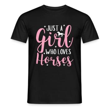 Mädchen liebt Pferde Pferdeliebhaberin - Männer T-Shirt - Schwarz - Vorne - AI Model Male 178 light (178cm)
