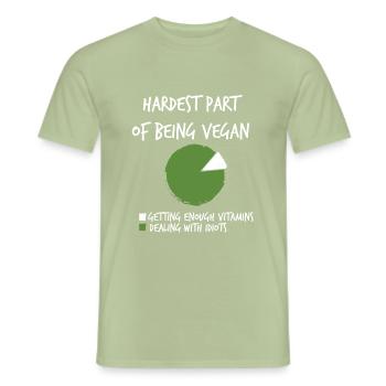 Vegan est difficile à traiter avec des idiots - T-shirt homme - vert sauge - Devant - AI Model Male 178 light (178cm)