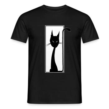 schwarze Katze, schwarzer Kater, lustig, gruselig - Männer T-Shirt - Schwarz - Vorne - AI Model Male 178 light (178cm)