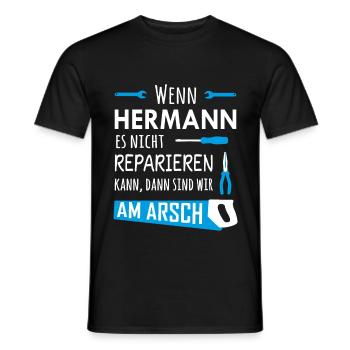 Lustiger Heimwerker und Handwerker Spruch Hermann - Männer T-Shirt - Schwarz - Vorne - AI Model Male 178 light (178cm)