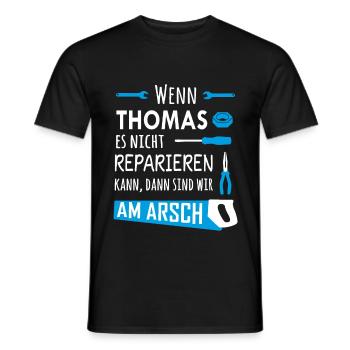Lustiger Heimwerker und Handwerker Spruch Thomas - Männer T-Shirt - Schwarz - Vorne - AI Model Male 178 light (178cm)