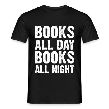 Books All Day Books All Night - Men's T-Shirt - black - Front - AI Model Male 178 light (178cm)