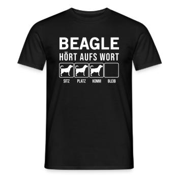 Beagle - Listen for the Word - Funny Dog Gift - Men's T-Shirt - black - Front - AI Model Male 178 light (178cm)