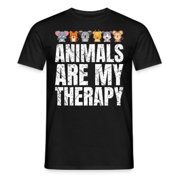 Animals Are My Therapy Animal Lovers Animals - Men's T-Shirt - black - Front - AI Model Male 178 light (178cm)