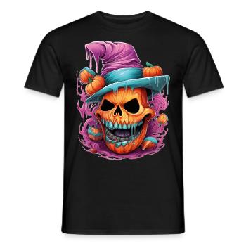 Crâne de citrouille orange, halloween - T-shirt homme - noir - Devant - AI Model Male 178 light (178cm)