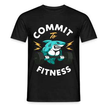Commit to Fitness Shark - Men's T-Shirt - black - Front - AI Model Male 178 light (178cm)