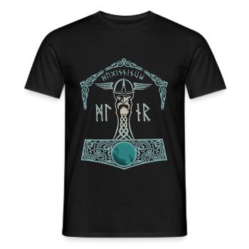 Thor Hammer Mjölnir Walhalla Viking Hommes - T-shirt homme - noir - Devant - AI Model Male 178 light (178cm)