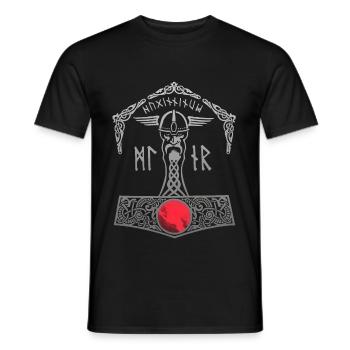 Thor Hammer Mjölnir Walhalla Vikings Men Thors - Men's T-Shirt - black - Front - AI Model Male 178 light (178cm)