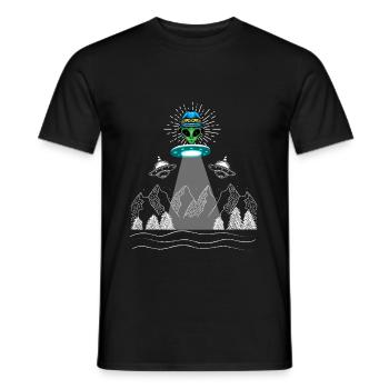 Funny Ufo Alien Spaceship Extraterrestrial Poison - Men's T-Shirt - black - Front - AI Model Male 178 light (178cm)