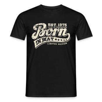 Né(e) en mai 1975 - Anniversaire - Cadeau - T-shirt homme - noir - Devant - AI Model Male 178 light (178cm)