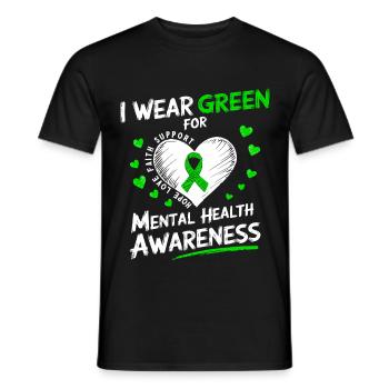 Wear Green for Mental Health Support - T-shirt homme - noir - Devant - AI Model Male 178 light (178cm)
