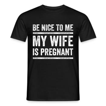 SOYEZ NICE POUR MOI MA FEMME EST ENCEINTE cadeau drôle - T-shirt homme - noir - Devant - AI Model Male 178 light (178cm)
