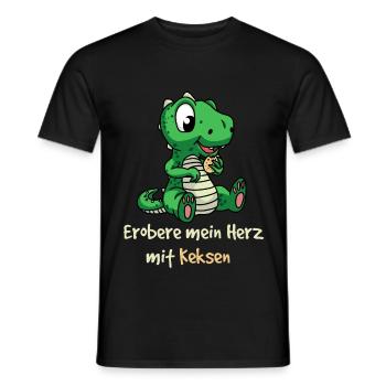 Conquer my heart with cookies Dino kinder Fantasy - Men's T-Shirt - black - Front - AI Model Male 178 light (178cm)