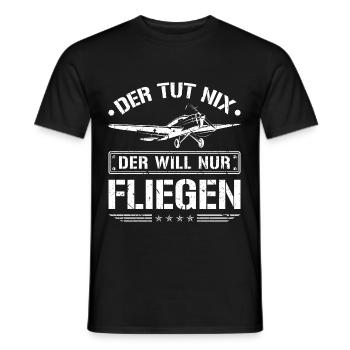 Der Will Nur Fliegen Flugzeug Pilot Flieger - Männer T-Shirt - Schwarz - Vorne - AI Model Male 178 light (178cm)