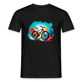 illustration,mountainbike,rennrad,graffiti,berge - Männer T-Shirt - Schwarz - Vorne - AI Model Male 178 light (178cm)