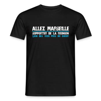 Collection ALLEZ MARSEILLE Supporter of Reunion - Men's T-Shirt - black - Front - AI Model Male 178 light (178cm)