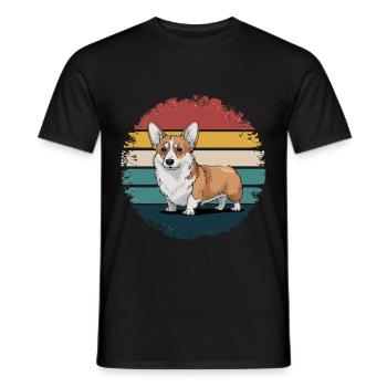 Rétro Corgi Vintage Dog Lover Cadeaux pour Hommes Femmes - T-shirt homme - noir - Devant - AI Model Male 178 light (178cm)