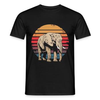 Retro Vintage Elephant Wildlife Nature Elephant - Männer T-Shirt - Schwarz - Vorne - AI Model Male 178 light (178cm)