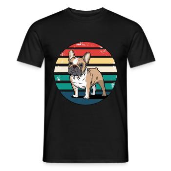 Rétro bouledogue français vintage amoureux des chiens cadeaux - T-shirt homme - noir - Devant - AI Model Male 178 light (178cm)