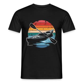 Rétro Vintage Kayak Aventure Coucher de soleil Paddle - T-shirt homme - noir - Devant - AI Model Male 178 light (178cm)