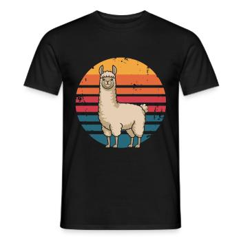 Rétro Vintage Lama Amoureux des animaux Lama Cadeaux - T-shirt homme - noir - Devant - AI Model Male 178 light (178cm)
