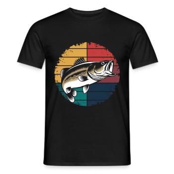 Retro Bass Fish Largemouth Bass Fishing Fisherman - Männer T-Shirt - Schwarz - Vorne - AI Model Male 178 light (178cm)