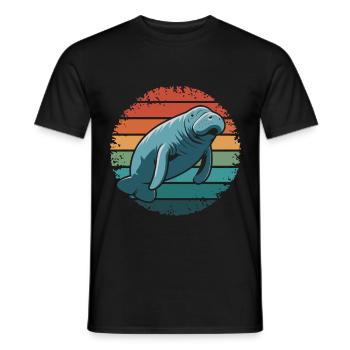 Manatee Retro Vintage Ocean Animal Funny Sea Cow - Männer T-Shirt - Schwarz - Vorne - AI Model Male 178 light (178cm)