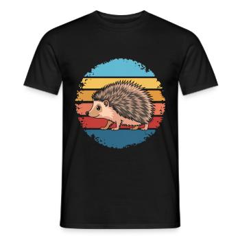 Retro Vintage Hedgehog Animal Lover Nature Gifts - Men's T-Shirt - black - Front - AI Model Male 178 light (178cm)