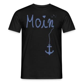 Moin Begrüßung Moin mit Möwe - Watt Blau Edition - Männer T-Shirt - Schwarz - Vorne - AI Model Male 178 light (178cm)