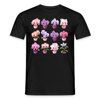 Orchideen kawaii - Männer T-Shirt - Schwarz - Vorne - AI Model Male 178 light (178cm)