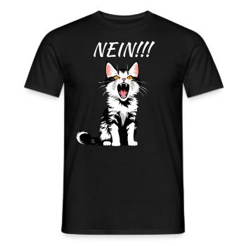 Katze NEIN! - Männer T-Shirt - Schwarz - Vorne - AI Model Male 178 light (178cm)