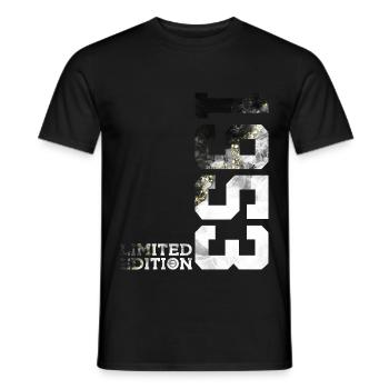 73RD BIRTHDAY LIMITED EDITION 1953 - Men's T-Shirt - black - Front - AI Model Male 178 light (178cm)