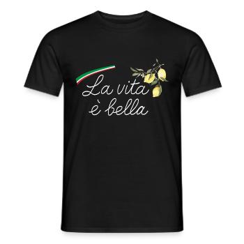 La vita e bella - Men's T-Shirt - black - Front - AI Model Male 178 light (178cm)