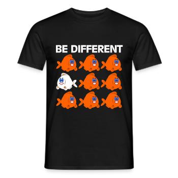Être différent énonciations drôle poissons bande dessinée bande dessinée - T-shirt homme - noir - Devant - AI Model Male 178 light (178cm)