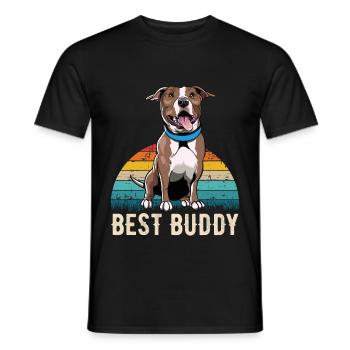 American Staffordshire Terrier retro gift shir - Men's T-Shirt - black - Front - AI Model Male 178 light (178cm)