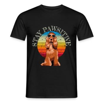 English Cocker Spaniel retro gift shirt - Men's T-Shirt - black - Front - AI Model Male 178 light (178cm)