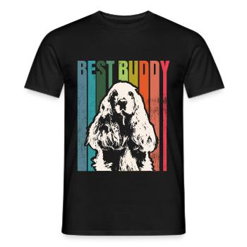 English Cocker Spaniel retro gift shirt - Men's T-Shirt - black - Front - AI Model Male 178 light (178cm)