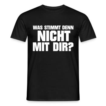 Was stimmt denn nicht mit dir Dumm Idiot Genervt - Männer T-Shirt - Schwarz - Vorne - AI Model Male 178 light (178cm)